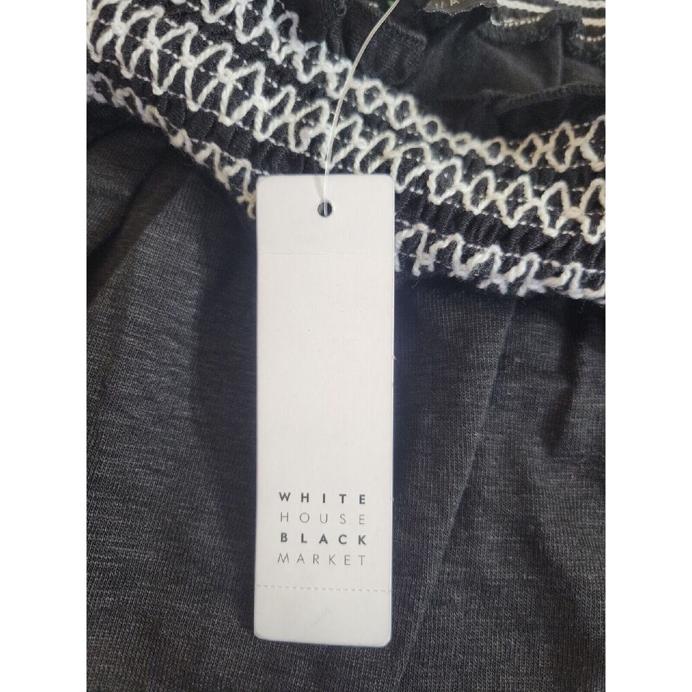 NWT White House Black Market Black Linen Blend Off The Shoulder Top Womens Large - Picture 9 of 11